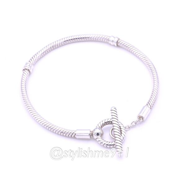 Authentic PANDORA T-Bar Snake Chain Bracelet - 599082C00 - Picture 4 of 9